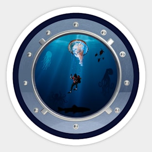 Deep Dive Parachuting Sticker